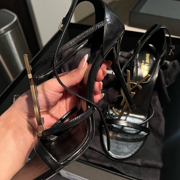Saint Laurent Black and Gold Heels - Picture 3 of 6